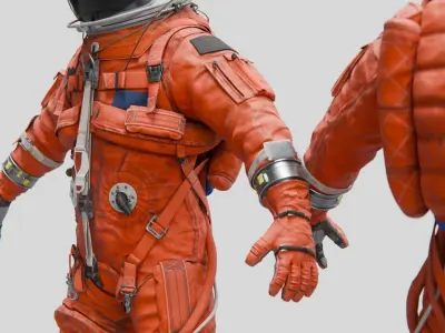 Orange ACES Spacesuit Rigged Low-poly 3D model