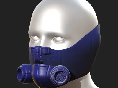 Gas mask respirator scifi futuristic 3d model  Low-poly 3D model