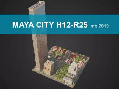 Realistic City District H12-R25 MAYA Low-poly 3D model
