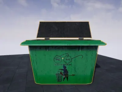 Dustbin trash can Low-poly 3D model