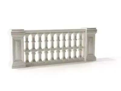 White baroque railing 120 am79 3D model