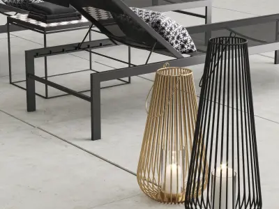 CB2 idle black sun lounger set 3D model