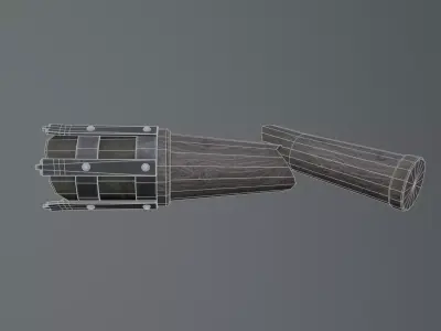 Broken Medieval Torch - Game Ready Low-poly 3D model