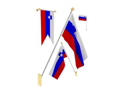 Flags of Slovenia 3D model