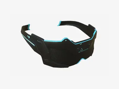 SciFi Glasses F07 Black Grid - Character Design Fashion Low-poly 3D model