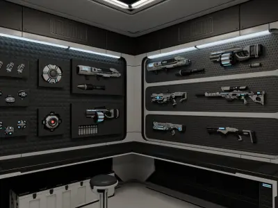 Cyberpunk Weapon Lounge Room Low-poly 3D model