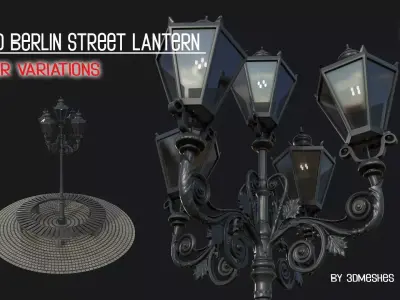 Old Berlin Street Lantern 1 - PBR lowpoly Low-poly 3D model