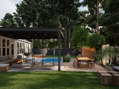 3D Exterior Scene 3D model design garden and landscape 3D model get