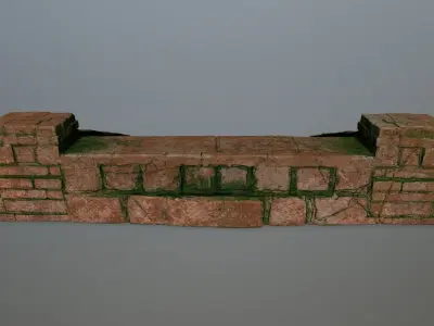 stair brick house with moss on roof Low-poly 3D model
