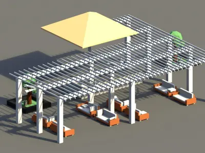 Low Poly Holiday Summer Bar Low-poly 3D model