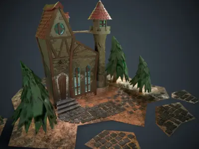 Stylized House Low-poly 3D model order