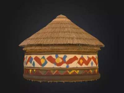Traditional Circular Hut Low-poly 3D model