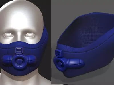 Gas mask respirator scifi futuristic  Low-poly 3D model 3