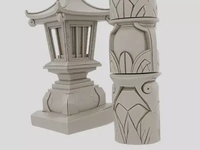 Ancient Fantasy Stone Standing Lantern for 3D print 3D model