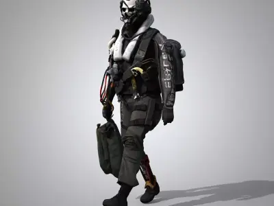 Futuristic combat warrior 3D model