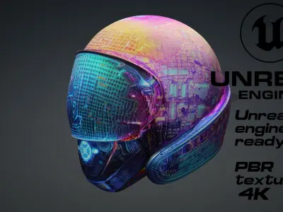 Scifi cyberpunk helmet game ready UE5 FBX Low-poly 3D model