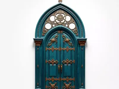 Gothic Teal Door model pack Low-poly 3D model