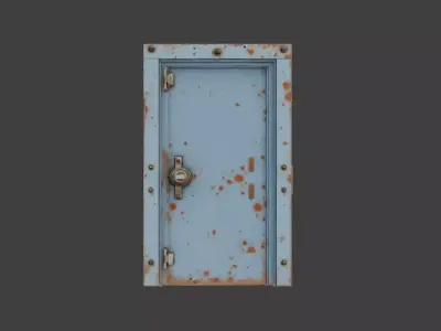 Flat Industrial Door Rusty Low-poly 3D model