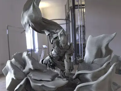 Sci fi warrior Breaking ground 3D model