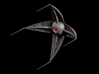 Sci-Fi Starfish Spaceship Lowpoly Game Ready Low-poly 3D model