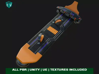Sci Fi Hoverboard 8 All PBR Unity UE Textures Included Low-poly 3D model