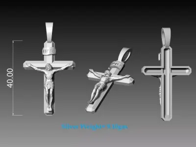 Cross Silver light weight Pendant 3D print model