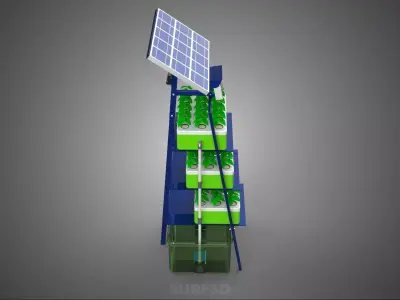 IOT SMART HYDROPONIC SOLAR CELL POWER FARM PLANT WATER NUTRIENT 3D model