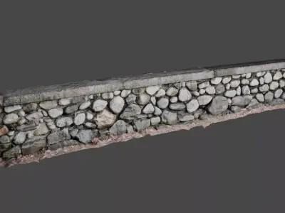 Natural Stone Wall Photo Scan with Stone Textures 3D model