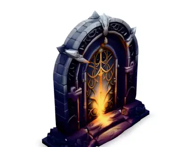 Fantasy Ornate Glowing Metal Gate Low-poly 3D model