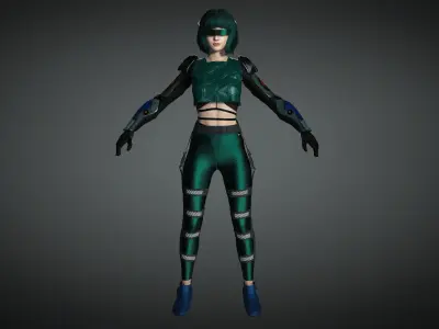 AAA Cyber Punk Female Character 06 Low-poly 3D model