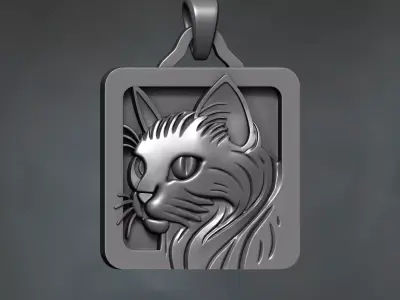 Stylish Cat Pendant Necklace  3D print model