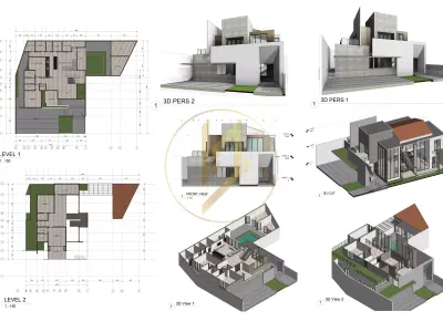 Revit Exterior Modern House Design Project file 01 3D model