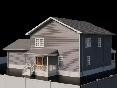 American Cottage House 1 Low-poly 3D model purchase