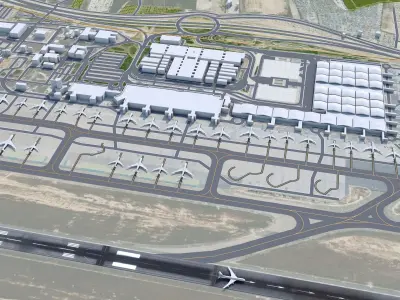 Alicante - Elche Airport 10km Low-poly 3D model