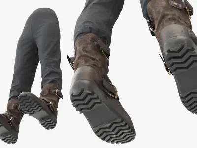  Fantasy Leather Boots with Tucked Pants Set 