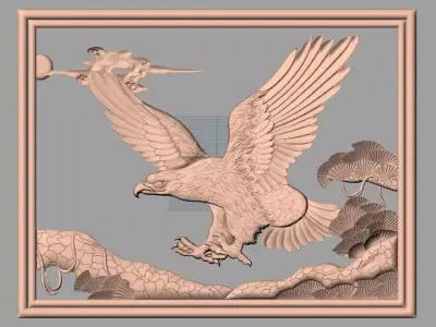 Animal Flying Eagle 3D STL Model used for CNC Carving E612 3D model