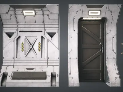 Sci Fi Corridor Modular Low-poly 3D model