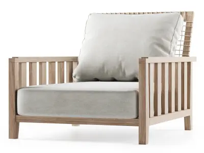 Wooden garden chair  3D model