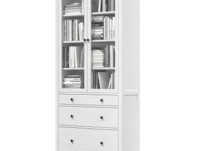IKEA - HEMNES Cabinet with glass door and 3 drawers with books 3D model