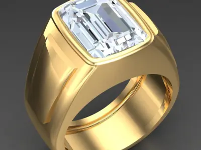 Light Gold Diamond Men Ring 2MR053 3D model