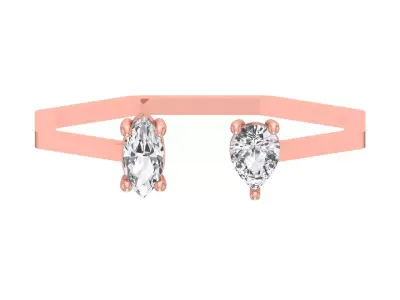Open End Women Light Weight Band Marquise Pear stone Ring 3D print model