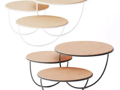 Trio Low wooden coffee table by La Manufacture 3D model