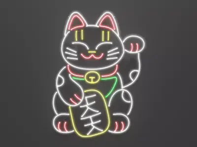 Fortune Cat - Neon Sign 3D model