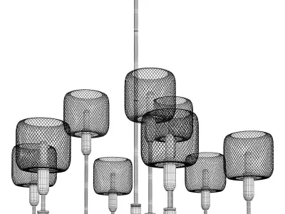 Honeycombs on 9 lamp Low-poly 3D model