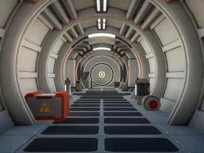 Modular SciFi Level Low-poly 3D model