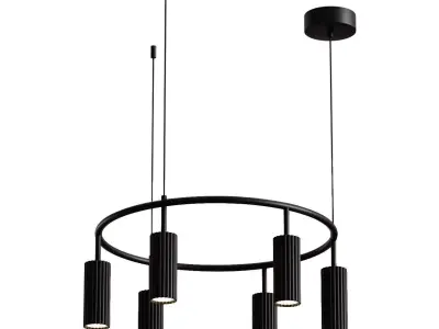 Kendo pendant chandelier in black 3D model