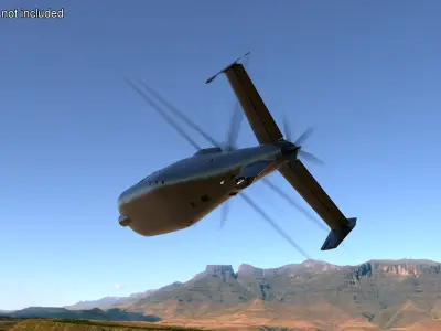  Futuristic Military Helicopter Rigged for Maya 