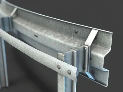 Modular - Road safety barrier kit - 3D VR  AR  game ready  Low-poly 3D model