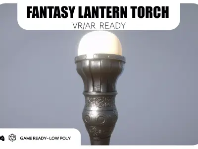 Fantasy lantern torch - game ready Low-poly 3D model