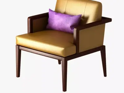 yellow chair with violet cushion 3D model